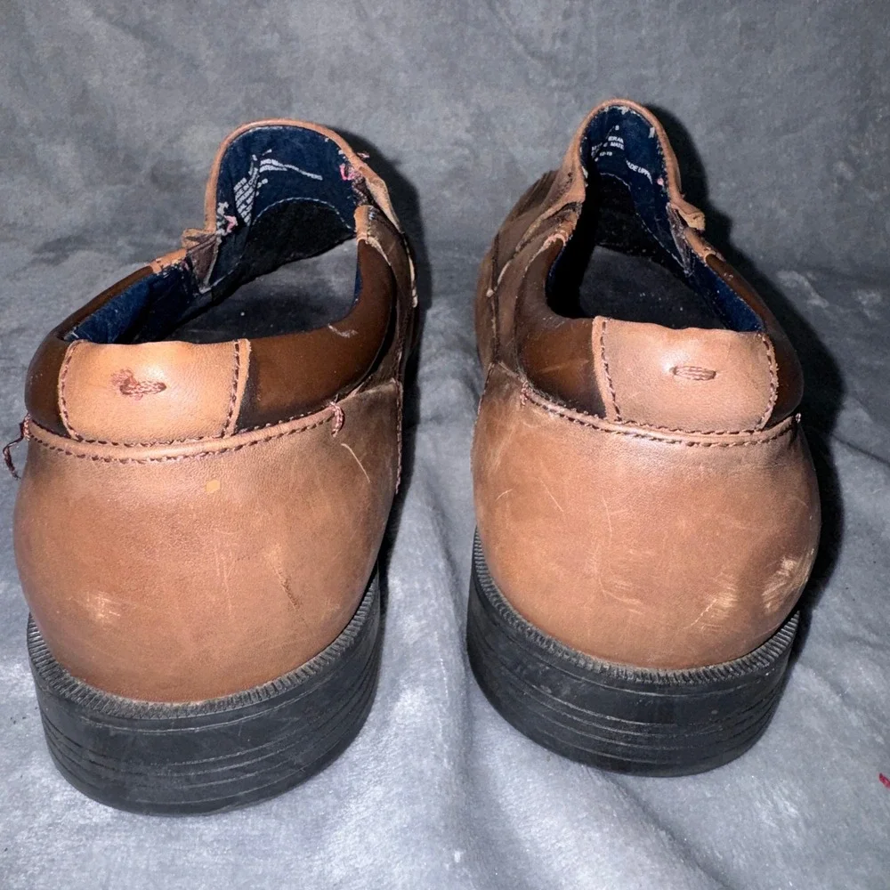 Dockers Mens Comfort Zone Loafers 13M Brown Leather Slip Resistant Work Shoes